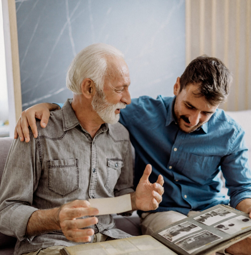 Family member on phone receiving caring guidance